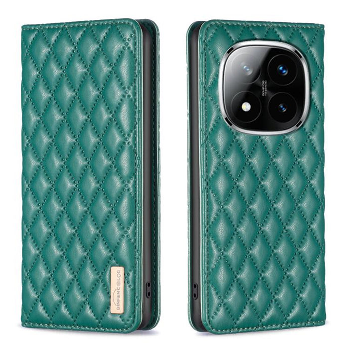 Funda para teléfono con tapa de cuero magnética con diseño de entramado de diamantes, For Redmi K90 Max 5G, For Redmi Note 14 Pro 4G, For Redmi Note 14 4G 163.25mm, For Redmi Note 14 5G, For Redmi Note 14 Pro 5G / Note 14 Pro+ 5G, For Redmi 14C 4G