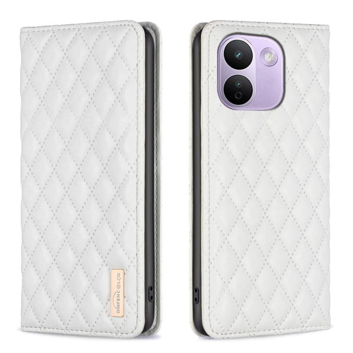 Funda para teléfono con tapa de cuero magnética con diseño de entramado de diamantes, For Redmi K90 Max 5G, For Redmi Note 14 Pro 4G, For Redmi Note 14 4G 163.25mm, For Redmi Note 14 5G, For Redmi Note 14 Pro 5G / Note 14 Pro+ 5G, For Redmi 14C 4G