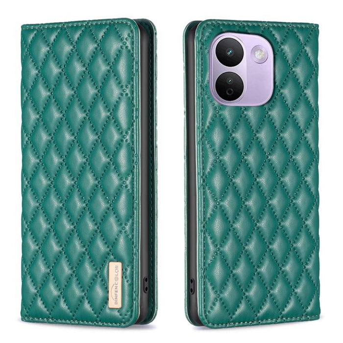 Funda para teléfono con tapa de cuero magnética con diseño de entramado de diamantes, For Redmi K90 Max 5G, For Redmi Note 14 Pro 4G, For Redmi Note 14 4G 163.25mm, For Redmi Note 14 5G, For Redmi Note 14 Pro 5G / Note 14 Pro+ 5G, For Redmi 14C 4G
