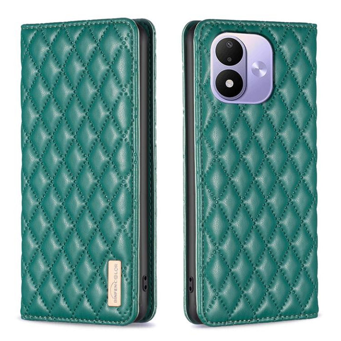 Funda para teléfono con tapa de cuero magnética con diseño de entramado de diamantes, For Redmi K90 Max 5G, For Redmi Note 14 Pro 4G, For Redmi Note 14 4G 163.25mm, For Redmi Note 14 5G, For Redmi Note 14 Pro 5G / Note 14 Pro+ 5G, For Redmi 14C 4G
