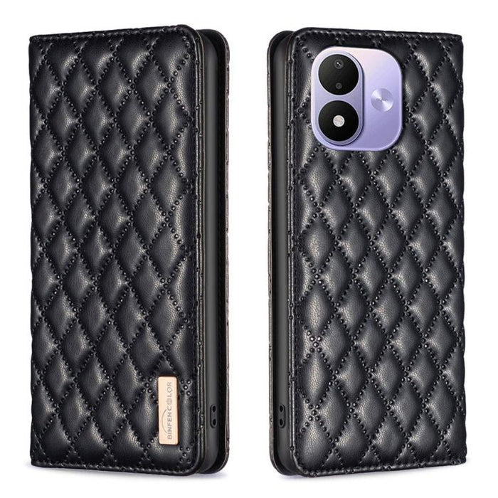 Funda para teléfono con tapa de cuero magnética con diseño de entramado de diamantes, For Redmi K90 Max 5G, For Redmi Note 14 Pro 4G, For Redmi Note 14 4G 163.25mm, For Redmi Note 14 5G, For Redmi Note 14 Pro 5G / Note 14 Pro+ 5G, For Redmi 14C 4G