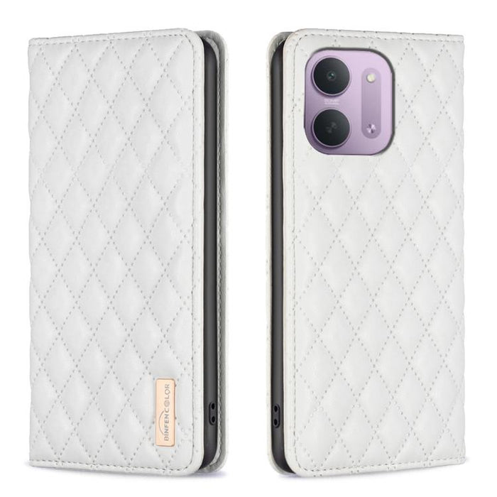 Funda para teléfono con tapa de cuero magnética con diseño de entramado de diamantes, For Redmi K90 Max 5G, For Redmi Note 14 Pro 4G, For Redmi Note 14 4G 163.25mm, For Redmi Note 14 5G, For Redmi Note 14 Pro 5G / Note 14 Pro+ 5G, For Redmi 14C 4G