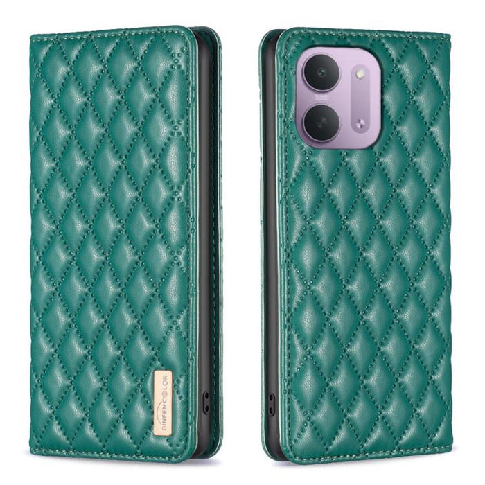 Funda para teléfono con tapa de cuero magnética con diseño de entramado de diamantes, For Redmi K90 Max 5G, For Redmi Note 14 Pro 4G, For Redmi Note 14 4G 163.25mm, For Redmi Note 14 5G, For Redmi Note 14 Pro 5G / Note 14 Pro+ 5G, For Redmi 14C 4G