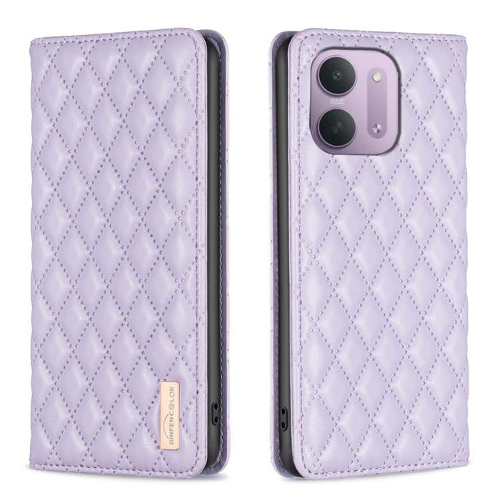 Funda para teléfono con tapa de cuero magnética con diseño de entramado de diamantes, For Redmi K90 Max 5G, For Redmi Note 14 Pro 4G, For Redmi Note 14 4G 163.25mm, For Redmi Note 14 5G, For Redmi Note 14 Pro 5G / Note 14 Pro+ 5G, For Redmi 14C 4G
