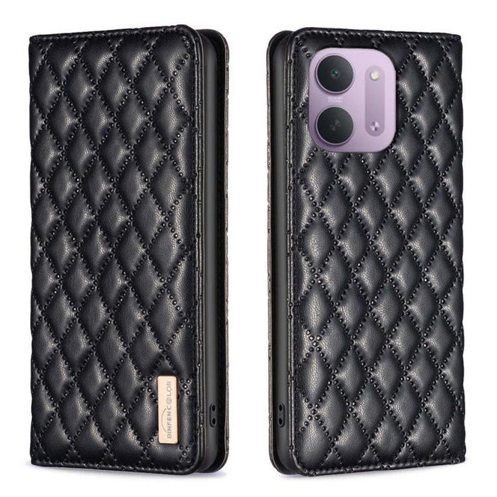 Funda para teléfono con tapa de cuero magnética con diseño de entramado de diamantes, For Redmi K90 Max 5G, For Redmi Note 14 Pro 4G, For Redmi Note 14 4G 163.25mm, For Redmi Note 14 5G, For Redmi Note 14 Pro 5G / Note 14 Pro+ 5G, For Redmi 14C 4G
