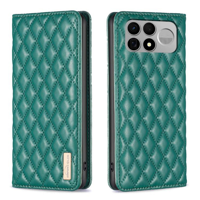 Funda para teléfono con tapa de cuero magnética con diseño de entramado de diamantes, For Redmi K90 Max 5G, For Redmi Note 14 Pro 4G, For Redmi Note 14 4G 163.25mm, For Redmi Note 14 5G, For Redmi Note 14 Pro 5G / Note 14 Pro+ 5G, For Redmi 14C 4G