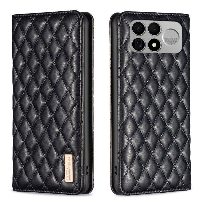 Funda para teléfono con tapa de cuero magnética con diseño de entramado de diamantes, For Redmi K90 Max 5G, For Redmi Note 14 Pro 4G, For Redmi Note 14 4G 163.25mm, For Redmi Note 14 5G, For Redmi Note 14 Pro 5G / Note 14 Pro+ 5G, For Redmi 14C 4G