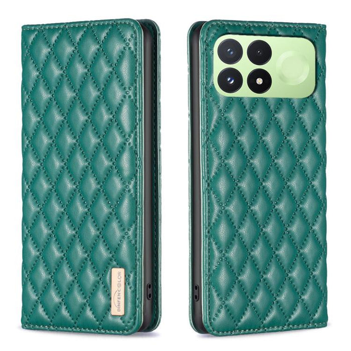 Funda para teléfono con tapa de cuero magnética con diseño de entramado de diamantes, For Redmi K90 Max 5G, For Redmi Note 14 Pro 4G, For Redmi Note 14 4G 163.25mm, For Redmi Note 14 5G, For Redmi Note 14 Pro 5G / Note 14 Pro+ 5G, For Redmi 14C 4G