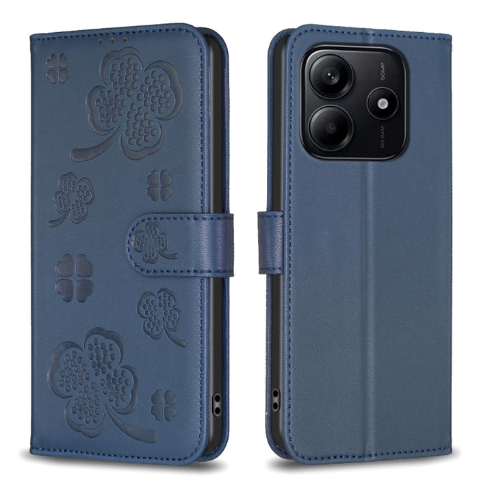 Funda para teléfono de piel con relieve de cuatro hojas, For Redmi K90 Max 5G, For Redmi Note 14 Pro 4G, For Redmi Note 14 4G 163.25mm, For Redmi Note 14 5G, For Redmi Note 14 Pro 5G / Note 14 Pro+ 5G, For Redmi 14C 4G