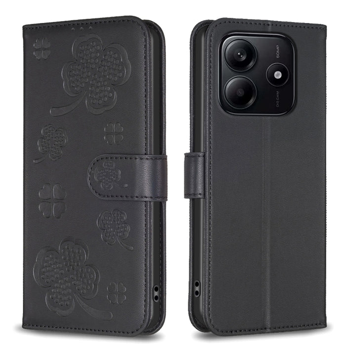 Funda para teléfono de piel con relieve de cuatro hojas, For Redmi K90 Max 5G, For Redmi Note 14 Pro 4G, For Redmi Note 14 4G 163.25mm, For Redmi Note 14 5G, For Redmi Note 14 Pro 5G / Note 14 Pro+ 5G, For Redmi 14C 4G