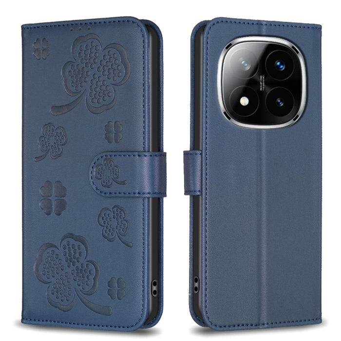 Funda para teléfono de piel con relieve de cuatro hojas, For Redmi K90 Max 5G, For Redmi Note 14 Pro 4G, For Redmi Note 14 4G 163.25mm, For Redmi Note 14 5G, For Redmi Note 14 Pro 5G / Note 14 Pro+ 5G, For Redmi 14C 4G
