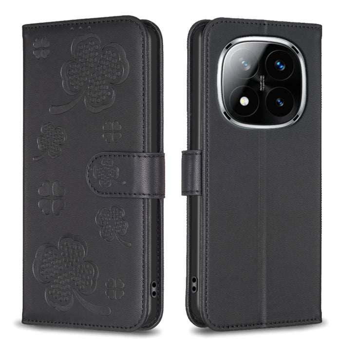 Funda para teléfono de piel con relieve de cuatro hojas, For Redmi K90 Max 5G, For Redmi Note 14 Pro 4G, For Redmi Note 14 4G 163.25mm, For Redmi Note 14 5G, For Redmi Note 14 Pro 5G / Note 14 Pro+ 5G, For Redmi 14C 4G