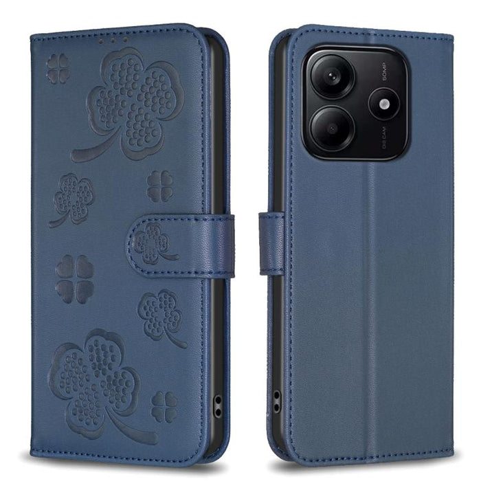 Funda para teléfono de piel con relieve de cuatro hojas, For Redmi K90 Max 5G, For Redmi Note 14 Pro 4G, For Redmi Note 14 4G 163.25mm, For Redmi Note 14 5G, For Redmi Note 14 Pro 5G / Note 14 Pro+ 5G, For Redmi 14C 4G