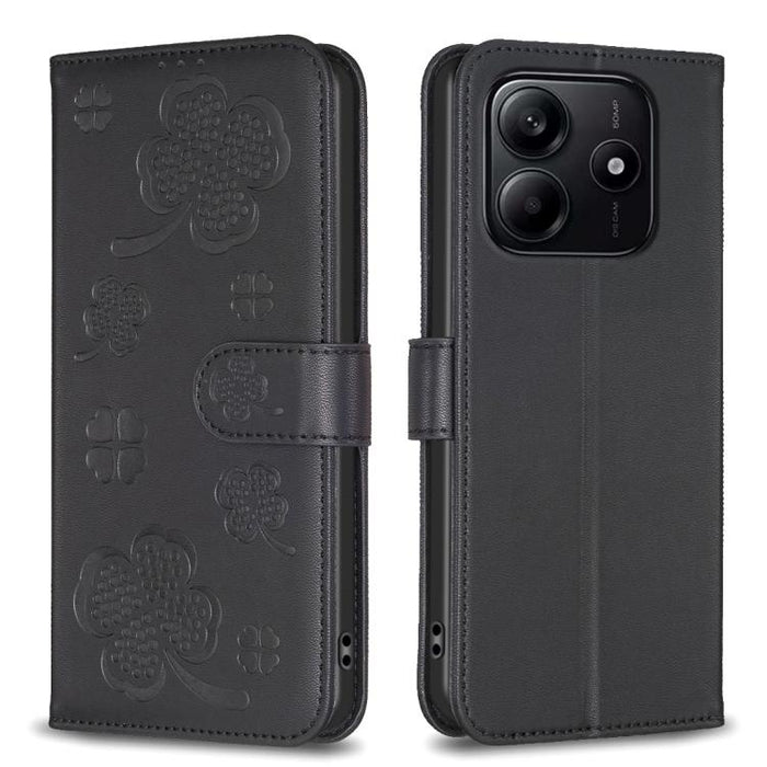 Funda para teléfono de piel con relieve de cuatro hojas, For Redmi K90 Max 5G, For Redmi Note 14 Pro 4G, For Redmi Note 14 4G 163.25mm, For Redmi Note 14 5G, For Redmi Note 14 Pro 5G / Note 14 Pro+ 5G, For Redmi 14C 4G