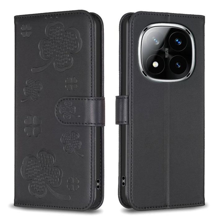 Funda para teléfono de piel con relieve de cuatro hojas, For Redmi K90 Max 5G, For Redmi Note 14 Pro 4G, For Redmi Note 14 4G 163.25mm, For Redmi Note 14 5G, For Redmi Note 14 Pro 5G / Note 14 Pro+ 5G, For Redmi 14C 4G