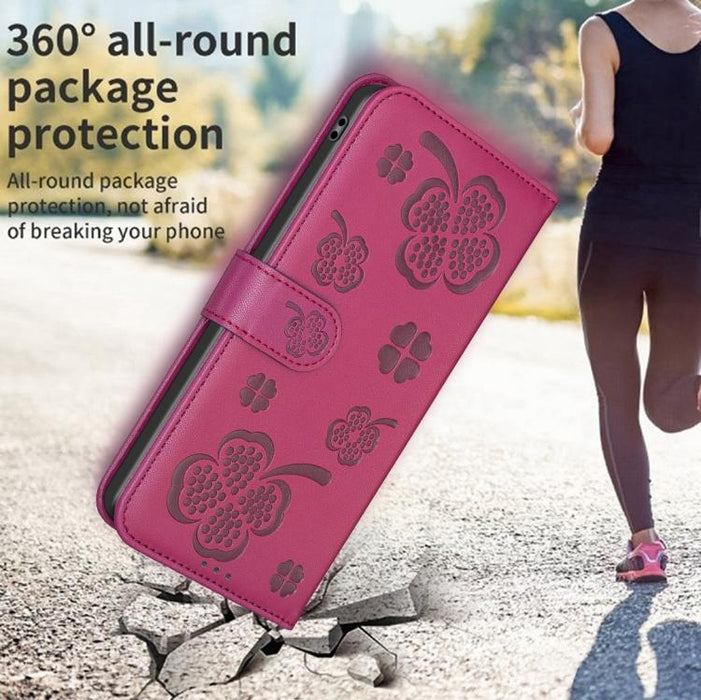 Funda para teléfono de piel con relieve de cuatro hojas, For Redmi K90 Max 5G, For Redmi Note 14 Pro 4G, For Redmi Note 14 4G 163.25mm, For Redmi Note 14 5G, For Redmi Note 14 Pro 5G / Note 14 Pro+ 5G, For Redmi 14C 4G
