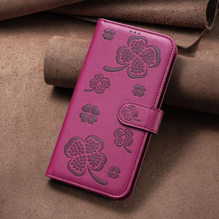 Funda para teléfono de piel con relieve de cuatro hojas, For Redmi K90 Max 5G, For Redmi Note 14 Pro 4G, For Redmi Note 14 4G 163.25mm, For Redmi Note 14 5G, For Redmi Note 14 Pro 5G / Note 14 Pro+ 5G, For Redmi 14C 4G