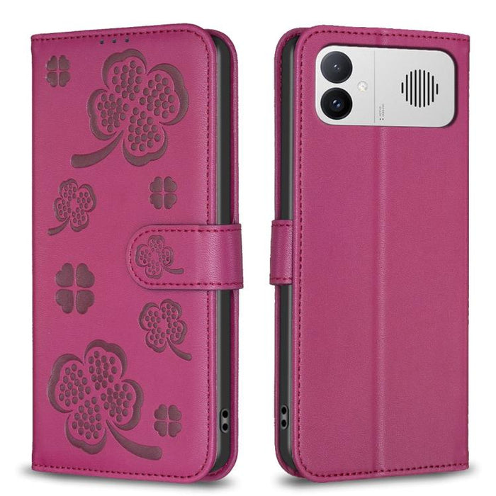 Funda para teléfono de piel con relieve de cuatro hojas, For Redmi K90 Max 5G, For Redmi Note 14 Pro 4G, For Redmi Note 14 4G 163.25mm, For Redmi Note 14 5G, For Redmi Note 14 Pro 5G / Note 14 Pro+ 5G, For Redmi 14C 4G