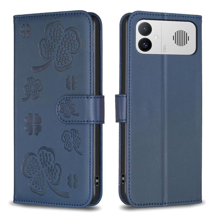 Funda para teléfono de piel con relieve de cuatro hojas, For Redmi K90 Max 5G, For Redmi Note 14 Pro 4G, For Redmi Note 14 4G 163.25mm, For Redmi Note 14 5G, For Redmi Note 14 Pro 5G / Note 14 Pro+ 5G, For Redmi 14C 4G