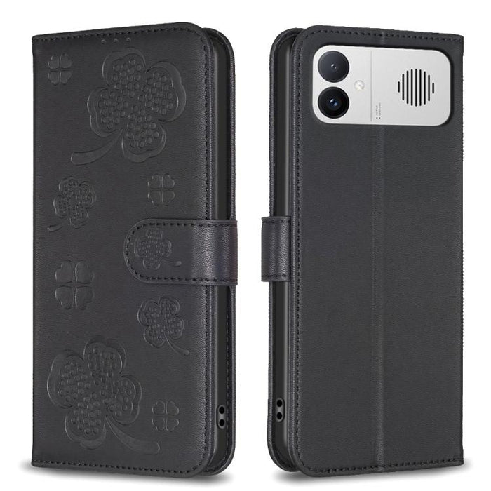 Funda para teléfono de piel con relieve de cuatro hojas, For Redmi K90 Max 5G, For Redmi Note 14 Pro 4G, For Redmi Note 14 4G 163.25mm, For Redmi Note 14 5G, For Redmi Note 14 Pro 5G / Note 14 Pro+ 5G, For Redmi 14C 4G