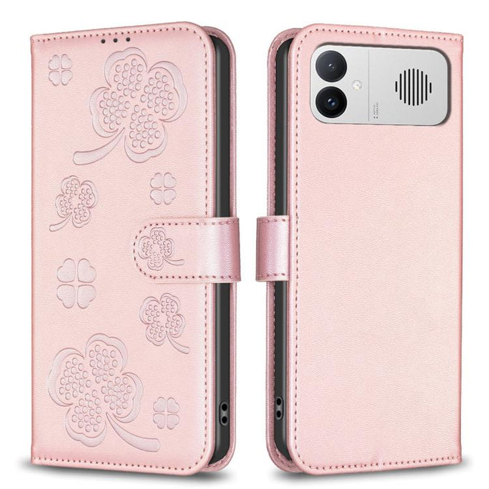 Funda para teléfono de piel con relieve de cuatro hojas, For Redmi K90 Max 5G, For Redmi Note 14 Pro 4G, For Redmi Note 14 4G 163.25mm, For Redmi Note 14 5G, For Redmi Note 14 Pro 5G / Note 14 Pro+ 5G, For Redmi 14C 4G