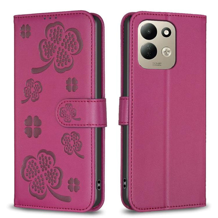 Funda para teléfono de piel con relieve de cuatro hojas, For Redmi K90 Max 5G, For Redmi Note 14 Pro 4G, For Redmi Note 14 4G 163.25mm, For Redmi Note 14 5G, For Redmi Note 14 Pro 5G / Note 14 Pro+ 5G, For Redmi 14C 4G