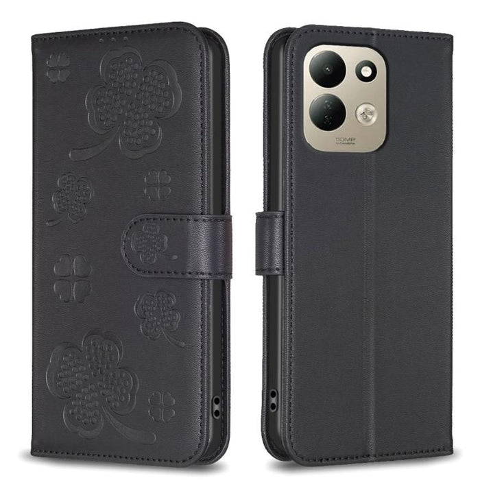 Funda para teléfono de piel con relieve de cuatro hojas, For Redmi K90 Max 5G, For Redmi Note 14 Pro 4G, For Redmi Note 14 4G 163.25mm, For Redmi Note 14 5G, For Redmi Note 14 Pro 5G / Note 14 Pro+ 5G, For Redmi 14C 4G