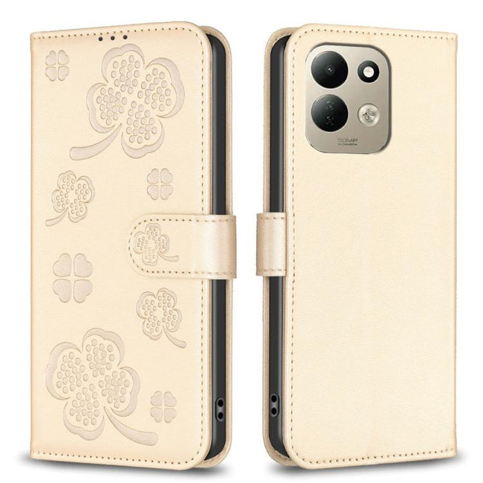 Funda para teléfono de piel con relieve de cuatro hojas, For Redmi K90 Max 5G, For Redmi Note 14 Pro 4G, For Redmi Note 14 4G 163.25mm, For Redmi Note 14 5G, For Redmi Note 14 Pro 5G / Note 14 Pro+ 5G, For Redmi 14C 4G