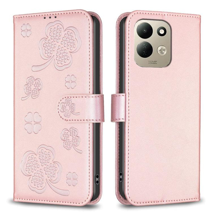 Funda para teléfono de piel con relieve de cuatro hojas, For Redmi K90 Max 5G, For Redmi Note 14 Pro 4G, For Redmi Note 14 4G 163.25mm, For Redmi Note 14 5G, For Redmi Note 14 Pro 5G / Note 14 Pro+ 5G, For Redmi 14C 4G