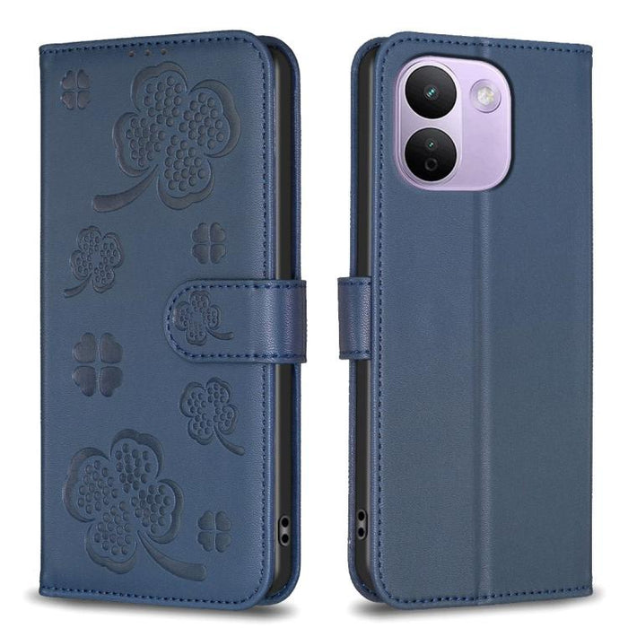Funda para teléfono de piel con relieve de cuatro hojas, For Redmi K90 Max 5G, For Redmi Note 14 Pro 4G, For Redmi Note 14 4G 163.25mm, For Redmi Note 14 5G, For Redmi Note 14 Pro 5G / Note 14 Pro+ 5G, For Redmi 14C 4G