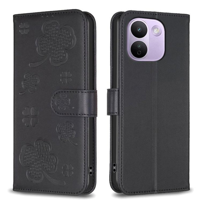 Funda para teléfono de piel con relieve de cuatro hojas, For Redmi K90 Max 5G, For Redmi Note 14 Pro 4G, For Redmi Note 14 4G 163.25mm, For Redmi Note 14 5G, For Redmi Note 14 Pro 5G / Note 14 Pro+ 5G, For Redmi 14C 4G