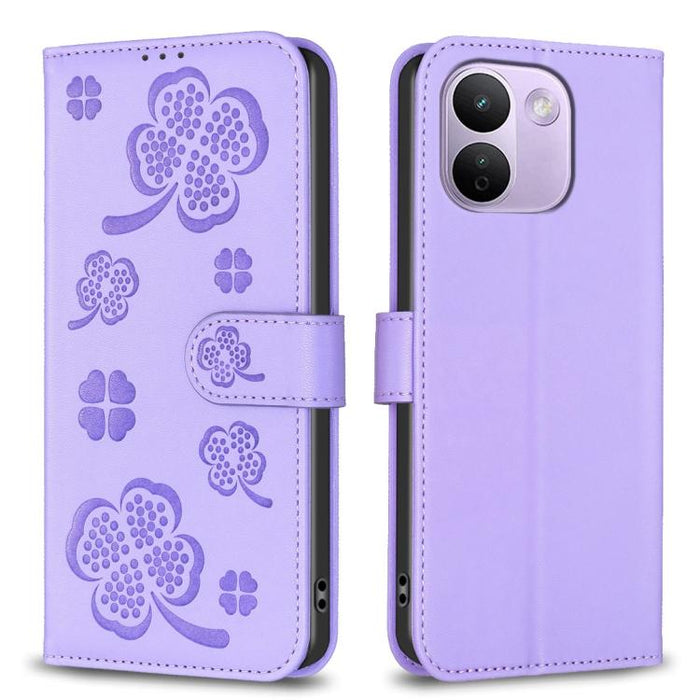 Funda para teléfono de piel con relieve de cuatro hojas, For Redmi K90 Max 5G, For Redmi Note 14 Pro 4G, For Redmi Note 14 4G 163.25mm, For Redmi Note 14 5G, For Redmi Note 14 Pro 5G / Note 14 Pro+ 5G, For Redmi 14C 4G