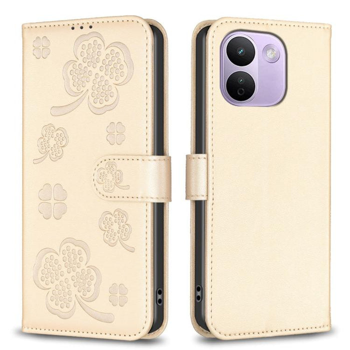 Funda para teléfono de piel con relieve de cuatro hojas, For Redmi K90 Max 5G, For Redmi Note 14 Pro 4G, For Redmi Note 14 4G 163.25mm, For Redmi Note 14 5G, For Redmi Note 14 Pro 5G / Note 14 Pro+ 5G, For Redmi 14C 4G