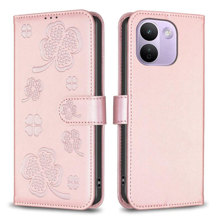 Funda para teléfono de piel con relieve de cuatro hojas, For Redmi K90 Max 5G, For Redmi Note 14 Pro 4G, For Redmi Note 14 4G 163.25mm, For Redmi Note 14 5G, For Redmi Note 14 Pro 5G / Note 14 Pro+ 5G, For Redmi 14C 4G