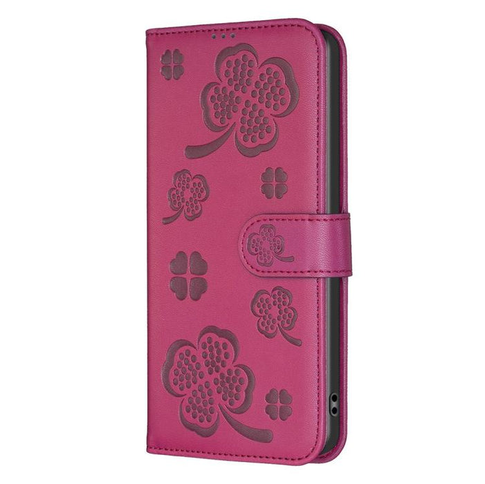 Funda para teléfono de piel con relieve de cuatro hojas, For Redmi K90 Max 5G, For Redmi Note 14 Pro 4G, For Redmi Note 14 4G 163.25mm, For Redmi Note 14 5G, For Redmi Note 14 Pro 5G / Note 14 Pro+ 5G, For Redmi 14C 4G