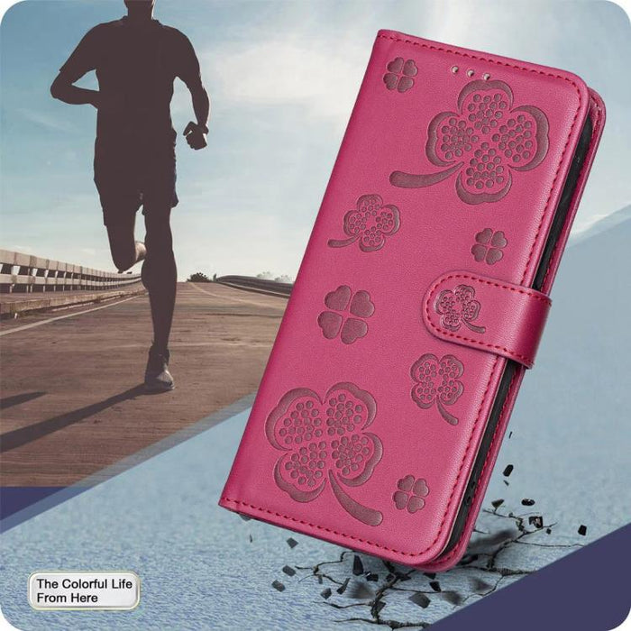 Funda para teléfono de piel con relieve de cuatro hojas, For Redmi K90 Max 5G, For Redmi Note 14 Pro 4G, For Redmi Note 14 4G 163.25mm, For Redmi Note 14 5G, For Redmi Note 14 Pro 5G / Note 14 Pro+ 5G, For Redmi 14C 4G