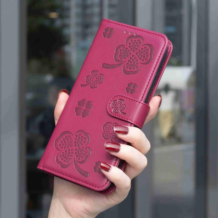 Funda para teléfono de piel con relieve de cuatro hojas, For Redmi K90 Max 5G, For Redmi Note 14 Pro 4G, For Redmi Note 14 4G 163.25mm, For Redmi Note 14 5G, For Redmi Note 14 Pro 5G / Note 14 Pro+ 5G, For Redmi 14C 4G