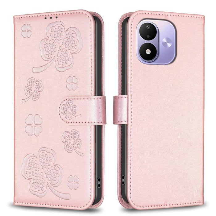 Funda para teléfono de piel con relieve de cuatro hojas, For Redmi K90 Max 5G, For Redmi Note 14 Pro 4G, For Redmi Note 14 4G 163.25mm, For Redmi Note 14 5G, For Redmi Note 14 Pro 5G / Note 14 Pro+ 5G, For Redmi 14C 4G