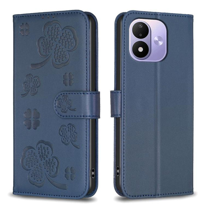 Funda para teléfono de piel con relieve de cuatro hojas, For Redmi K90 Max 5G, For Redmi Note 14 Pro 4G, For Redmi Note 14 4G 163.25mm, For Redmi Note 14 5G, For Redmi Note 14 Pro 5G / Note 14 Pro+ 5G, For Redmi 14C 4G