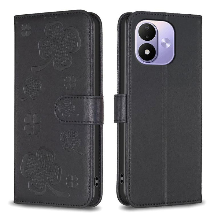 Funda para teléfono de piel con relieve de cuatro hojas, For Redmi K90 Max 5G, For Redmi Note 14 Pro 4G, For Redmi Note 14 4G 163.25mm, For Redmi Note 14 5G, For Redmi Note 14 Pro 5G / Note 14 Pro+ 5G, For Redmi 14C 4G