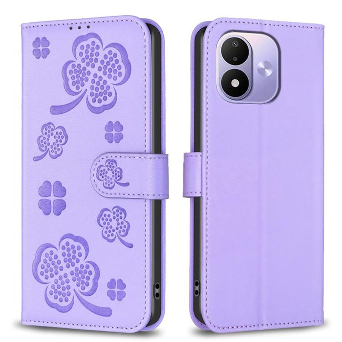 Funda para teléfono de piel con relieve de cuatro hojas, For Redmi K90 Max 5G, For Redmi Note 14 Pro 4G, For Redmi Note 14 4G 163.25mm, For Redmi Note 14 5G, For Redmi Note 14 Pro 5G / Note 14 Pro+ 5G, For Redmi 14C 4G