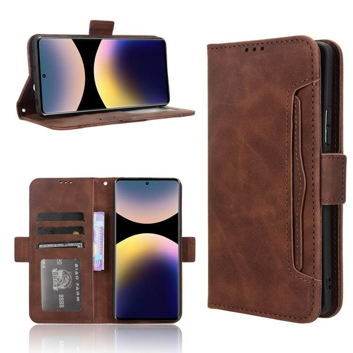 Funda de cuero para teléfono con ranuras para tarjetas y textura de piel de becerro, For Redmi K80 Ultra, For Redmi A5 4G 173.3mm, For Redmi Note 14 4G 164.84mm EU Version, For Redmi Turbo 4 Pro 5G, For Redmi K80 / K80 Pro, For Redmi Note 14 Pro 4G    ...