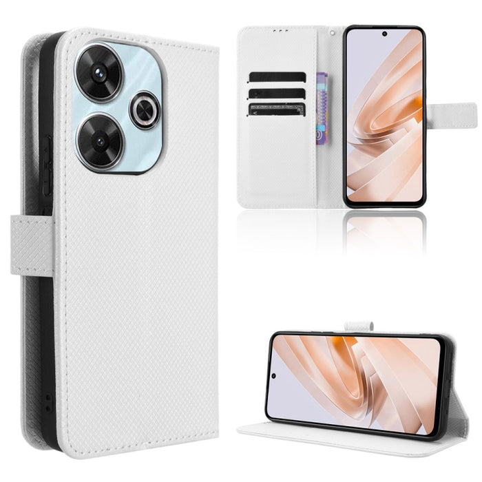 Funda de cuero para teléfono con textura de diamante, For Redmi K80 Ultra, For Redmi A5 4G 173.3mm, For Redmi Note 14 4G 164.84mm EU Version, For Redmi Turbo 4 Pro 5G, For Redmi K80 / K80 Pro, For Redmi Note 14 Pro 4G, For Redmi Note 14 4G Global 163.2...