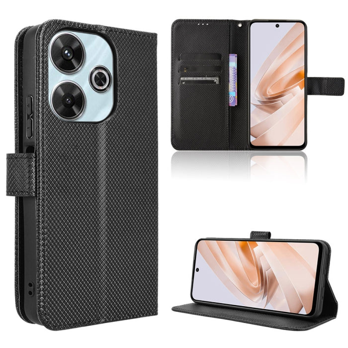 Funda de cuero para teléfono con textura de diamante, For Redmi K80 Ultra, For Redmi A5 4G 173.3mm, For Redmi Note 14 4G 164.84mm EU Version, For Redmi Turbo 4 Pro 5G, For Redmi K80 / K80 Pro, For Redmi Note 14 Pro 4G, For Redmi Note 14 4G Global 163.2...