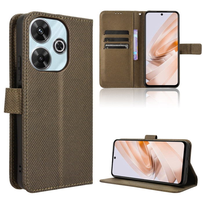 Funda de cuero para teléfono con textura de diamante, For Redmi K80 Ultra, For Redmi A5 4G 173.3mm, For Redmi Note 14 4G 164.84mm EU Version, For Redmi Turbo 4 Pro 5G, For Redmi K80 / K80 Pro, For Redmi Note 14 Pro 4G, For Redmi Note 14 4G Global 163.2...