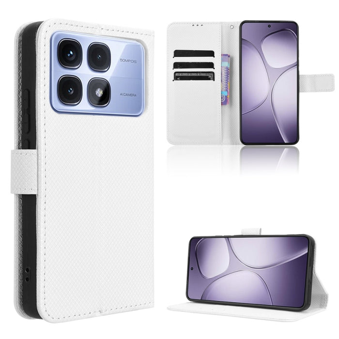 Funda de cuero para teléfono con textura de diamante, For Redmi K80 Ultra, For Redmi A5 4G 173.3mm, For Redmi Note 14 4G 164.84mm EU Version, For Redmi Turbo 4 Pro 5G, For Redmi K80 / K80 Pro, For Redmi Note 14 Pro 4G, For Redmi Note 14 4G Global 163.2...