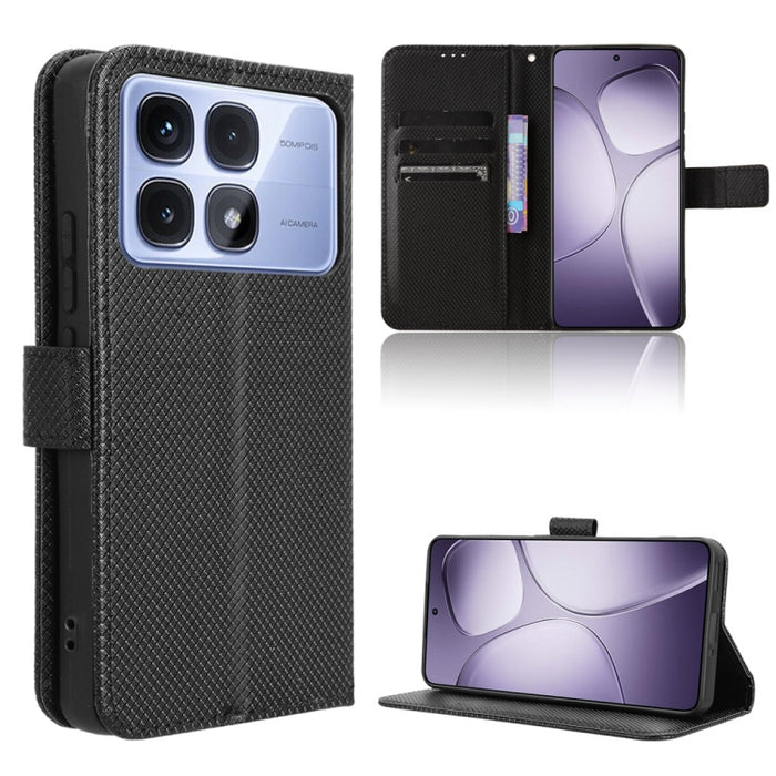 Funda de cuero para teléfono con textura de diamante, For Redmi K80 Ultra, For Redmi A5 4G 173.3mm, For Redmi Note 14 4G 164.84mm EU Version, For Redmi Turbo 4 Pro 5G, For Redmi K80 / K80 Pro, For Redmi Note 14 Pro 4G, For Redmi Note 14 4G Global 163.2...