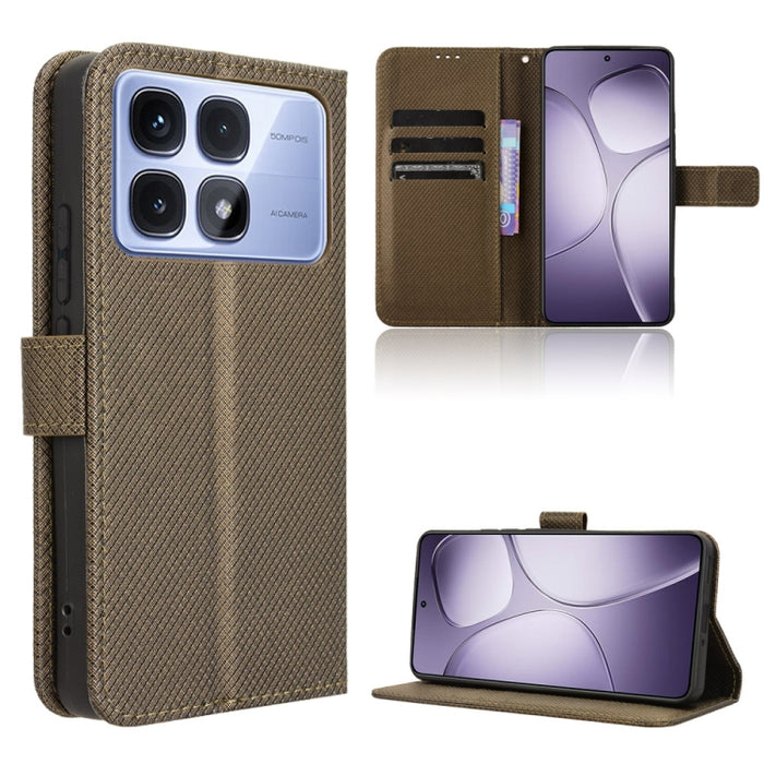Funda de cuero para teléfono con textura de diamante, For Redmi K80 Ultra, For Redmi A5 4G 173.3mm, For Redmi Note 14 4G 164.84mm EU Version, For Redmi Turbo 4 Pro 5G, For Redmi K80 / K80 Pro, For Redmi Note 14 Pro 4G, For Redmi Note 14 4G Global 163.2...