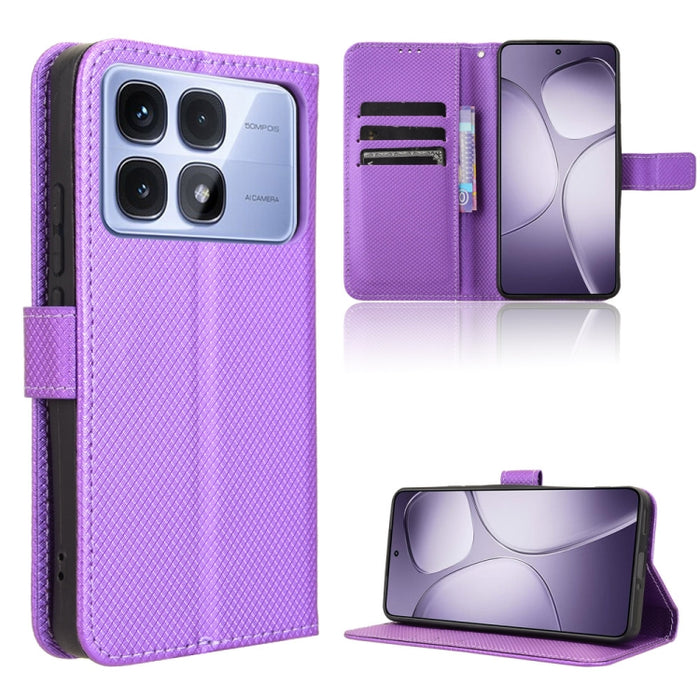 Funda de cuero para teléfono con textura de diamante, For Redmi K80 Ultra, For Redmi A5 4G 173.3mm, For Redmi Note 14 4G 164.84mm EU Version, For Redmi Turbo 4 Pro 5G, For Redmi K80 / K80 Pro, For Redmi Note 14 Pro 4G, For Redmi Note 14 4G Global 163.2...