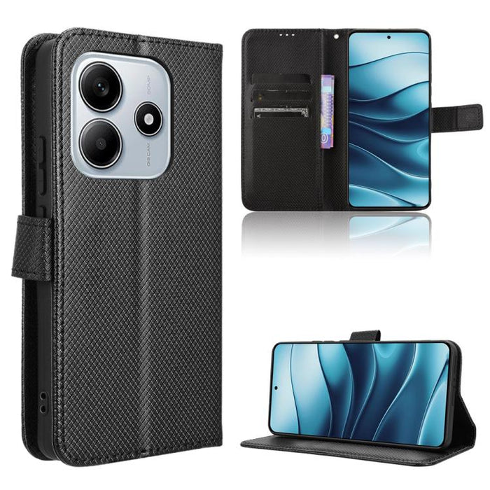 Funda de cuero para teléfono con textura de diamante, For Redmi K80 Ultra, For Redmi A5 4G 173.3mm, For Redmi Note 14 4G 164.84mm EU Version, For Redmi Turbo 4 Pro 5G, For Redmi K80 / K80 Pro, For Redmi Note 14 Pro 4G, For Redmi Note 14 4G Global 163.2...